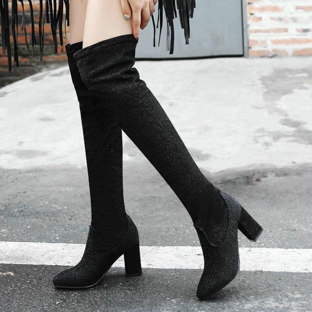 Knee-High Boots - Size 7 Black